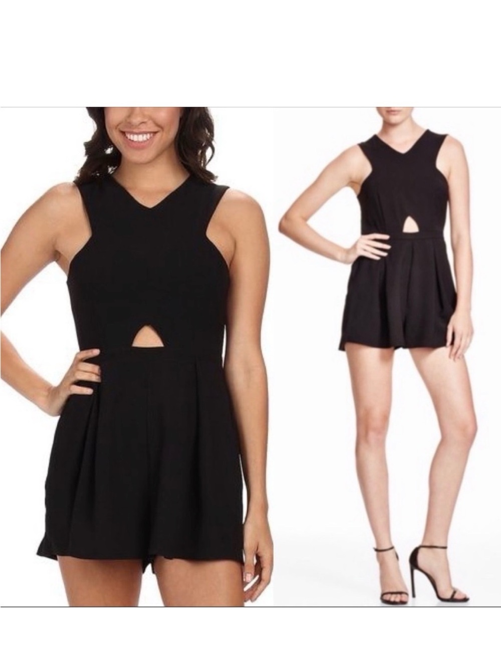 MINKPINK Black Sleeveless V-Neck Cutout Romper